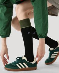 Womens Knee High Micro Pressure Thin Sports Compression Socks Black Green