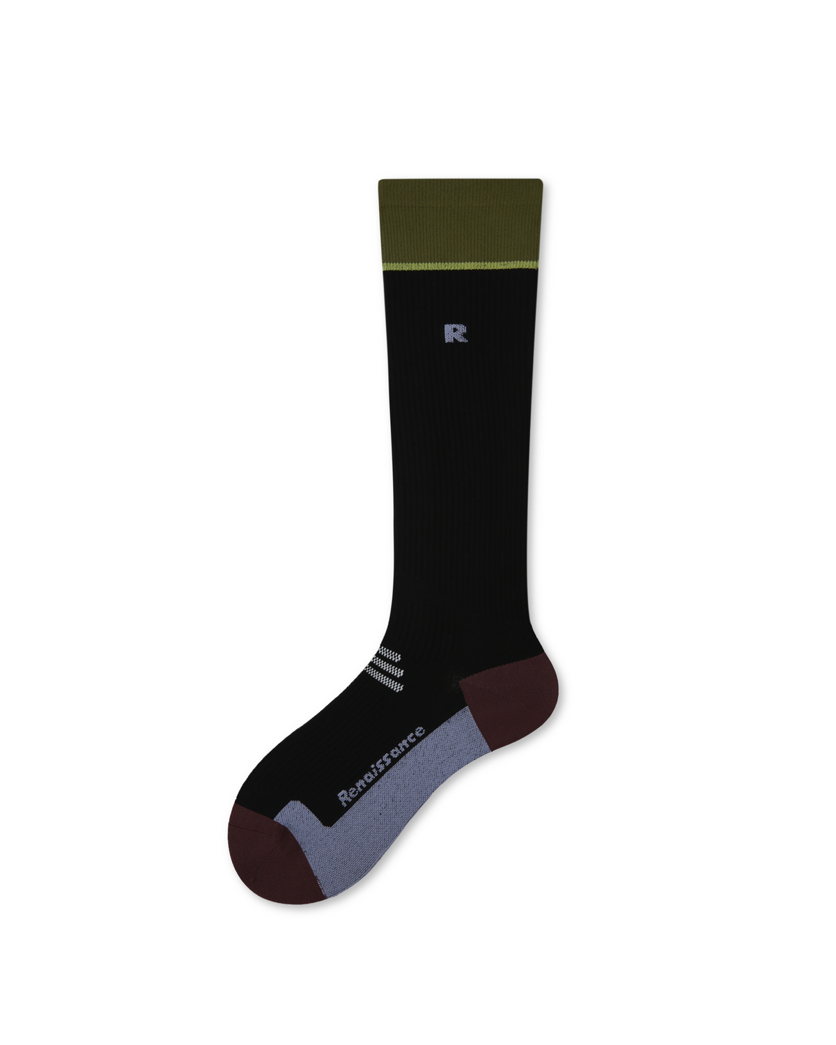 Womens Knee High Micro Pressure Thin Sports Compression Socks Black Green