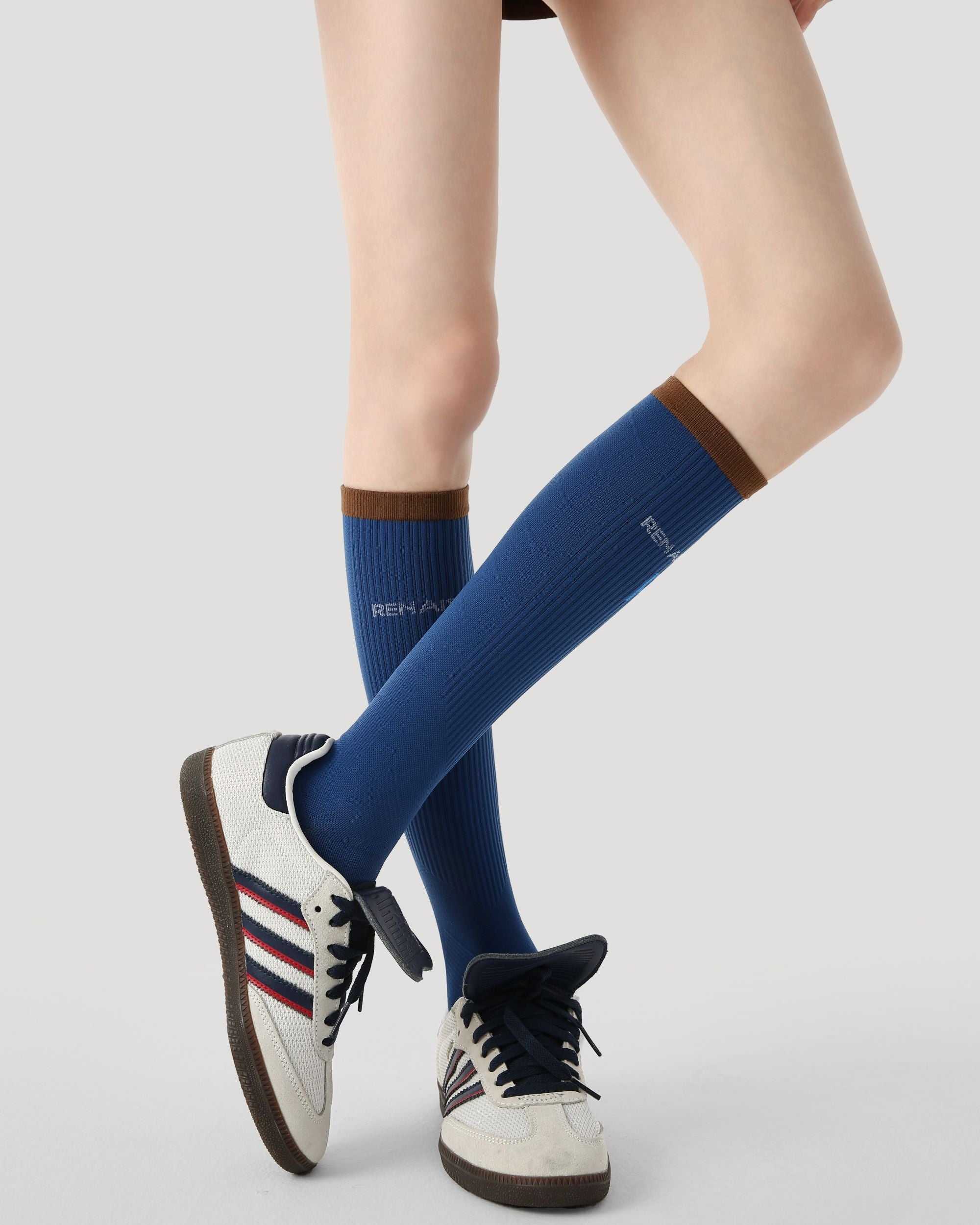 Womens Knee High Micro Pressure Thin Sports Compression Socks Blue Secondary image