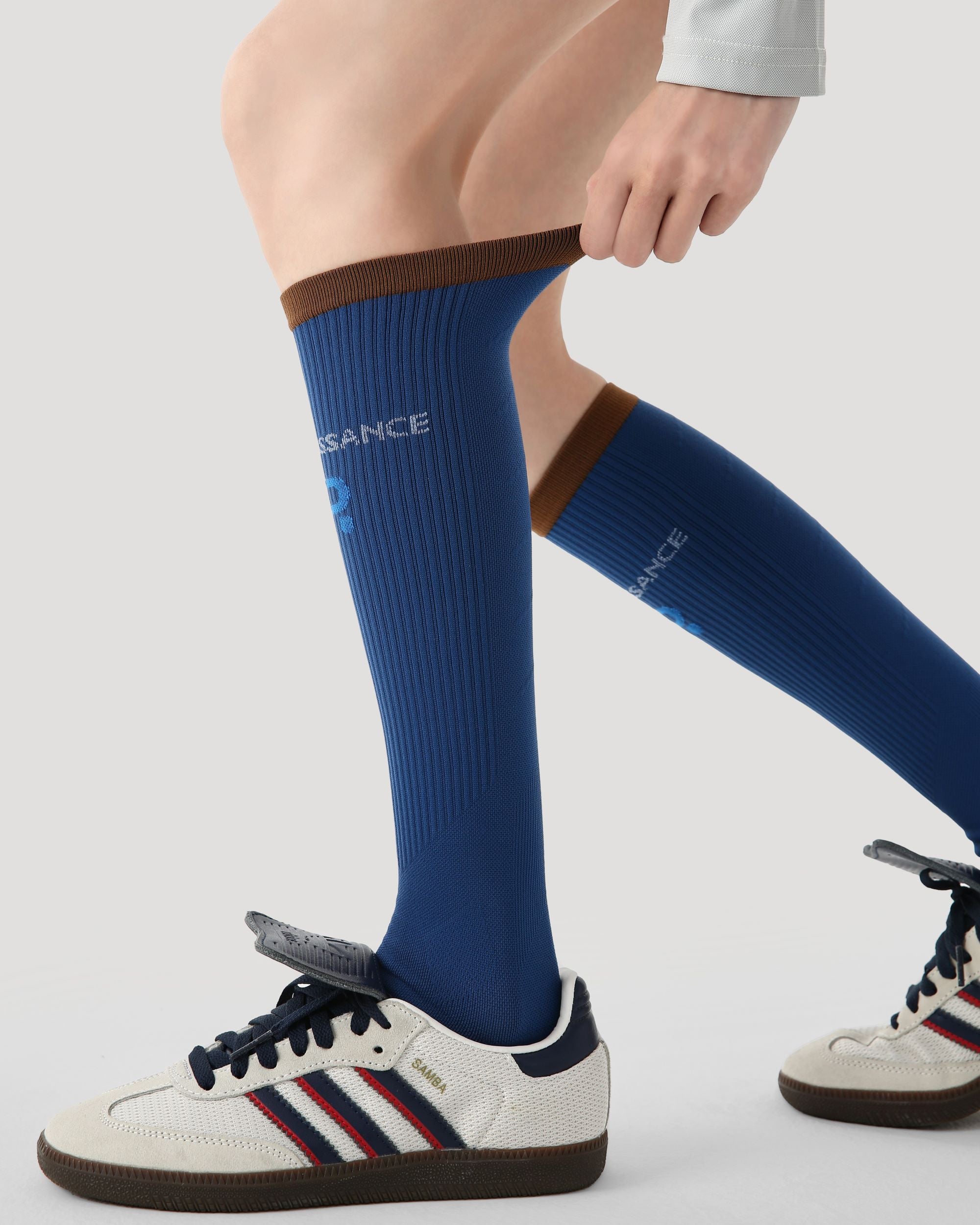 Womens Knee High Micro Pressure Thin Sports Compression Socks Blue - SWEET NANA
