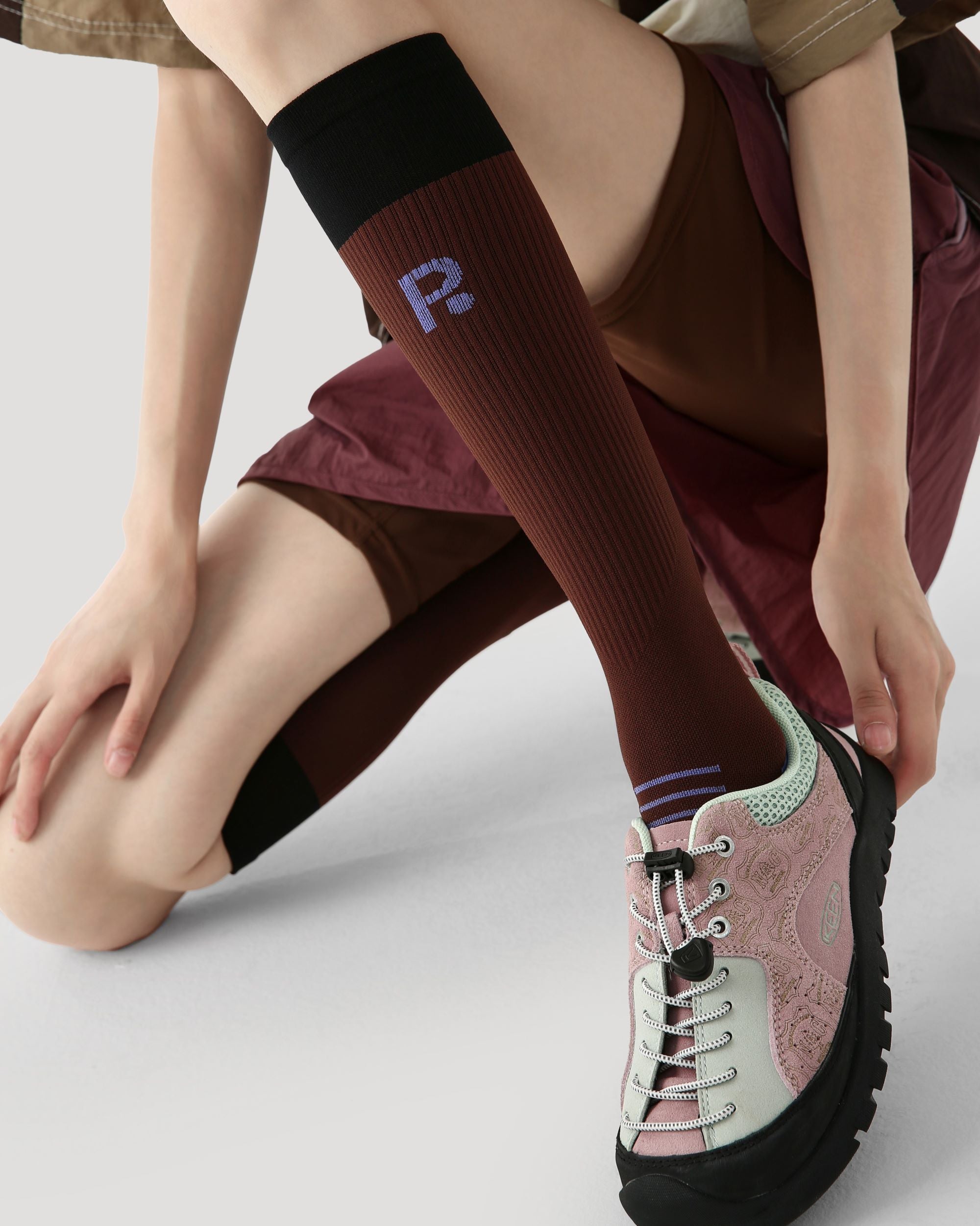 Womens Knee High Micro Pressure Thin Sports Compression Socks Brown - SWEET NANA