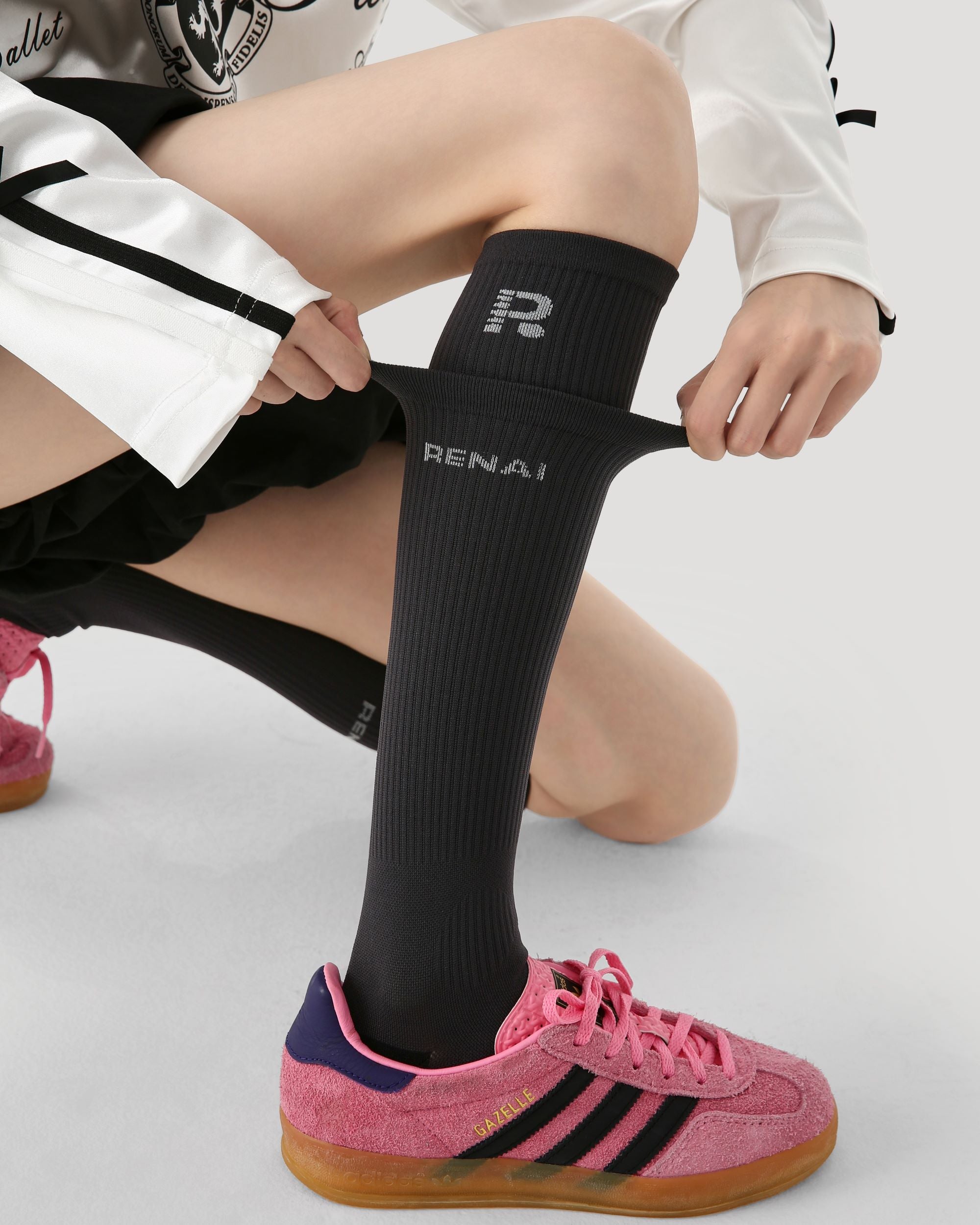 Womens Knee High Micro Pressure Thin Sports Compression Socks Deep Gray