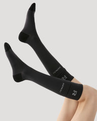 Womens Knee High Micro Pressure Thin Sports Compression Socks Deep Gray