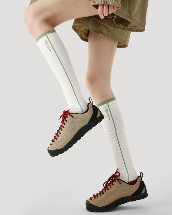 Womens Knee High Micro Pressure Thin Sports Compression Socks White - SWEET NANA
