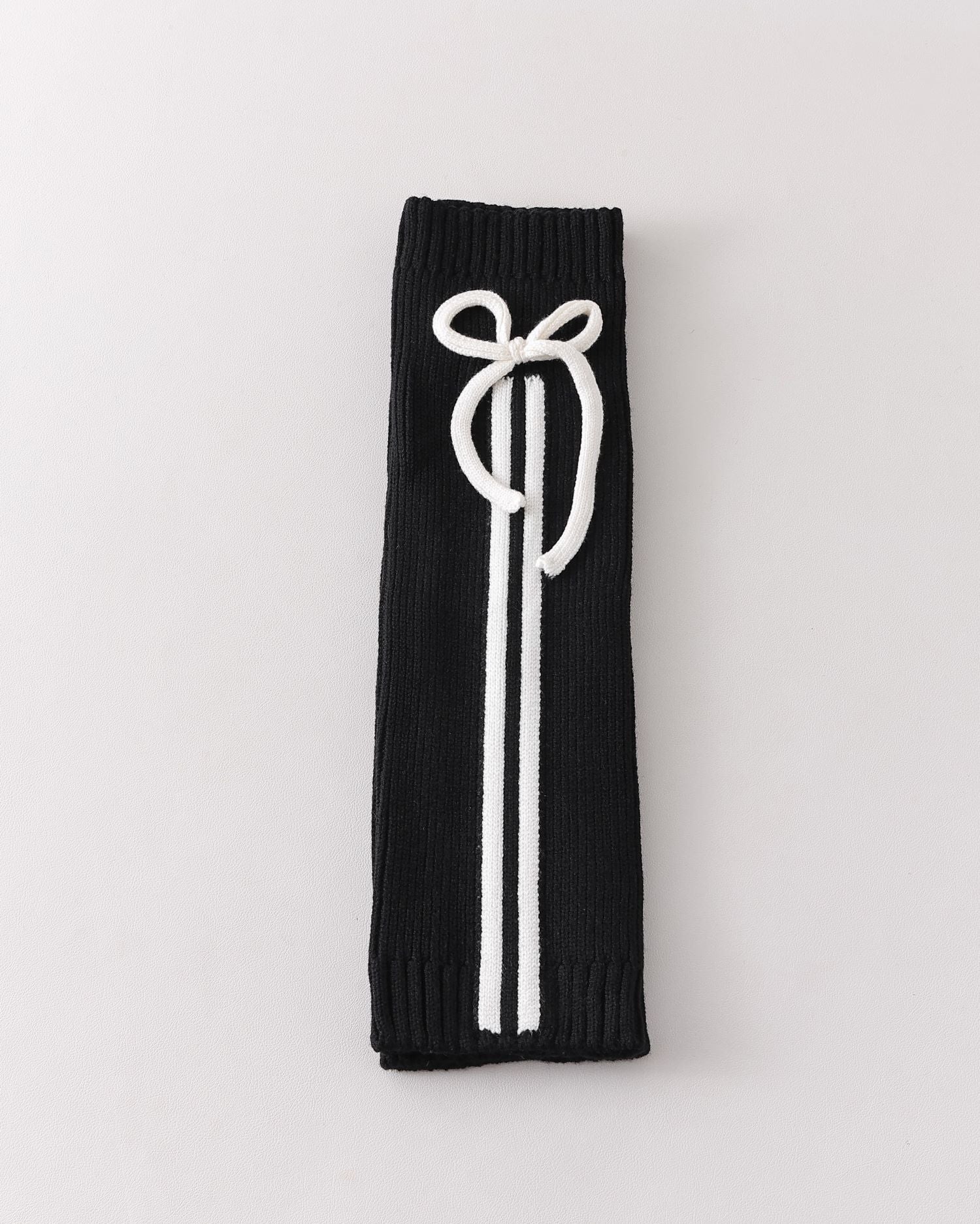 レディース ニーハイ ソックス リボン付き リブ編み ニット 暖かくスタイリッシュなレッグウォーマー