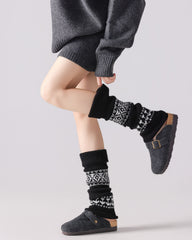 レディース 膝丈ソックス フェアアイル柄 ニット ヴィンテージ おしゃれ レッグウォーマー