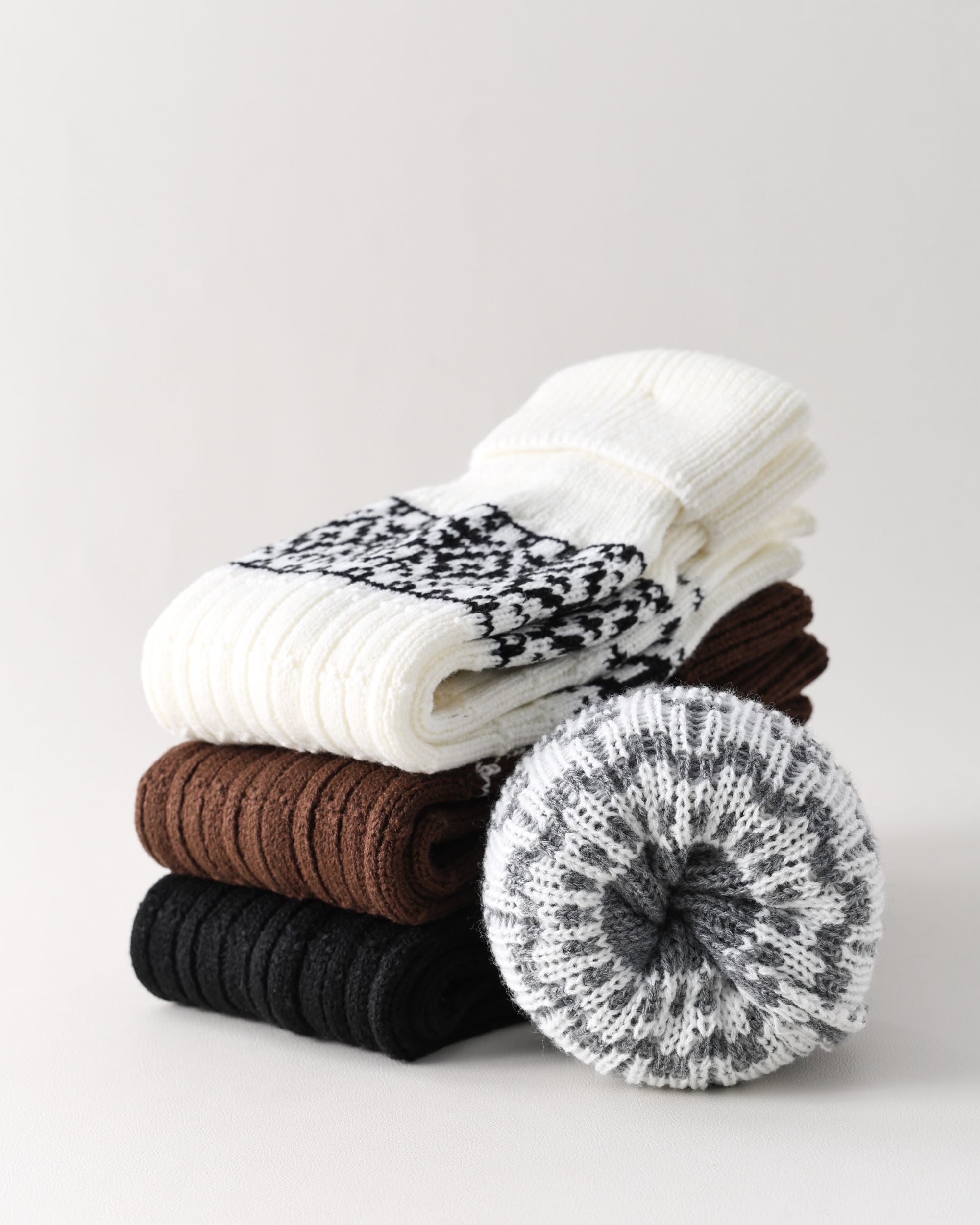 レディース 膝丈ソックス フェアアイル柄 ニット ヴィンテージ おしゃれ レッグウォーマー