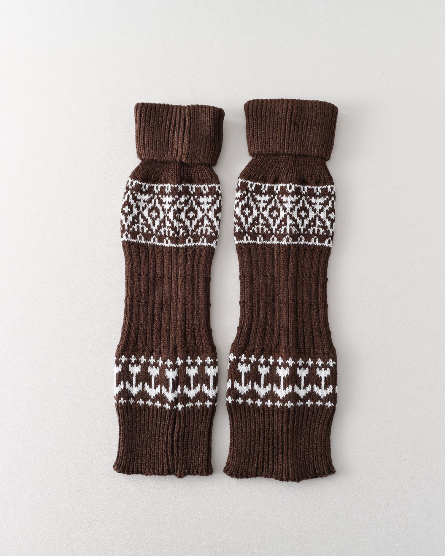 レディース 膝丈ソックス フェアアイル柄 ニット ヴィンテージ おしゃれ レッグウォーマー