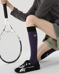 Womens Knee High Thin Sports Compression Socks Cloud Logo Purple