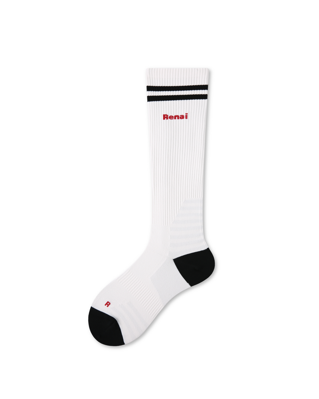 Womens Knee High Thin Sports Compression Socks Double Stripe White - SWEET NANA