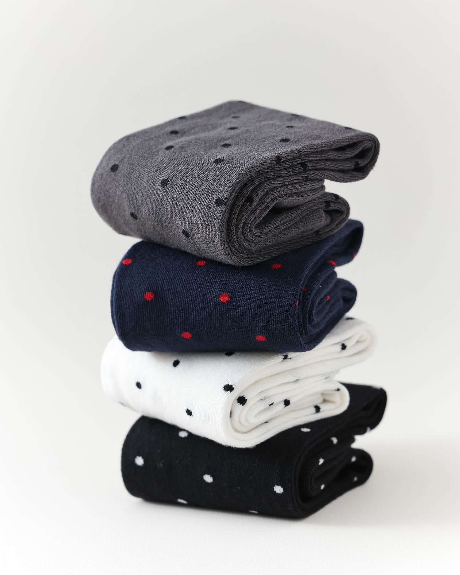 Womens Polka Dot Knee High Socks Seamless Toe Combed Cotton