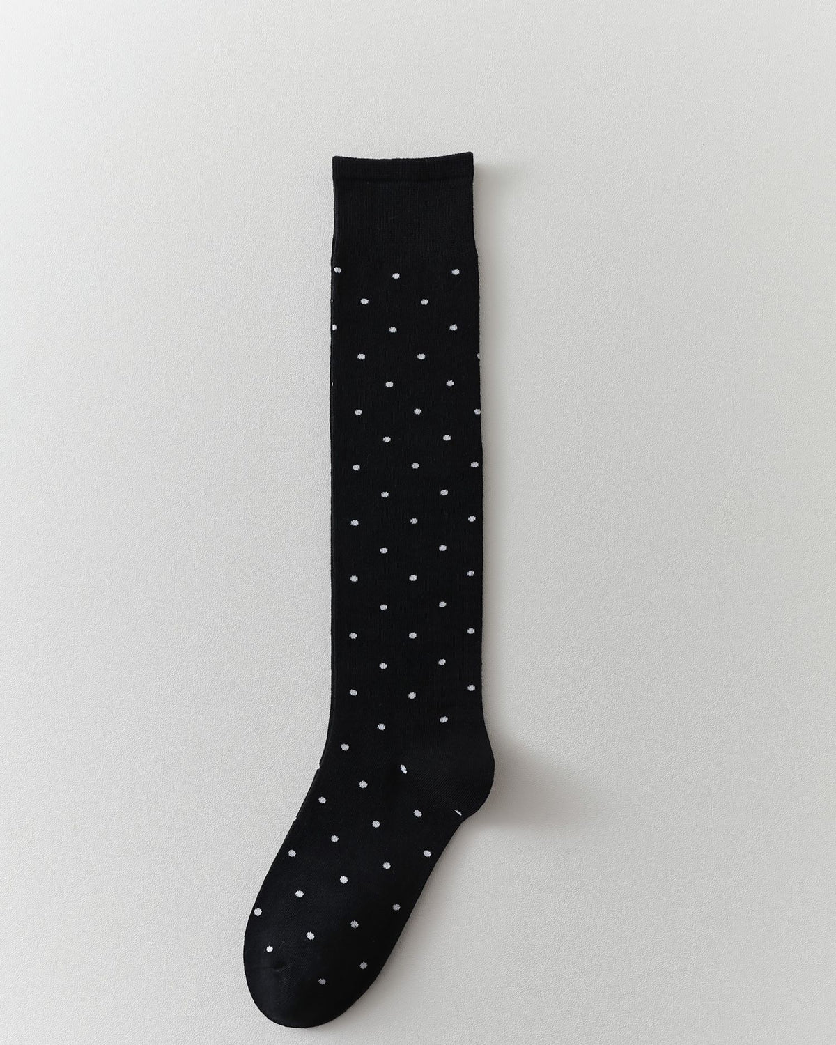Womens Polka Dot Knee High Socks Seamless Toe Combed Cotton