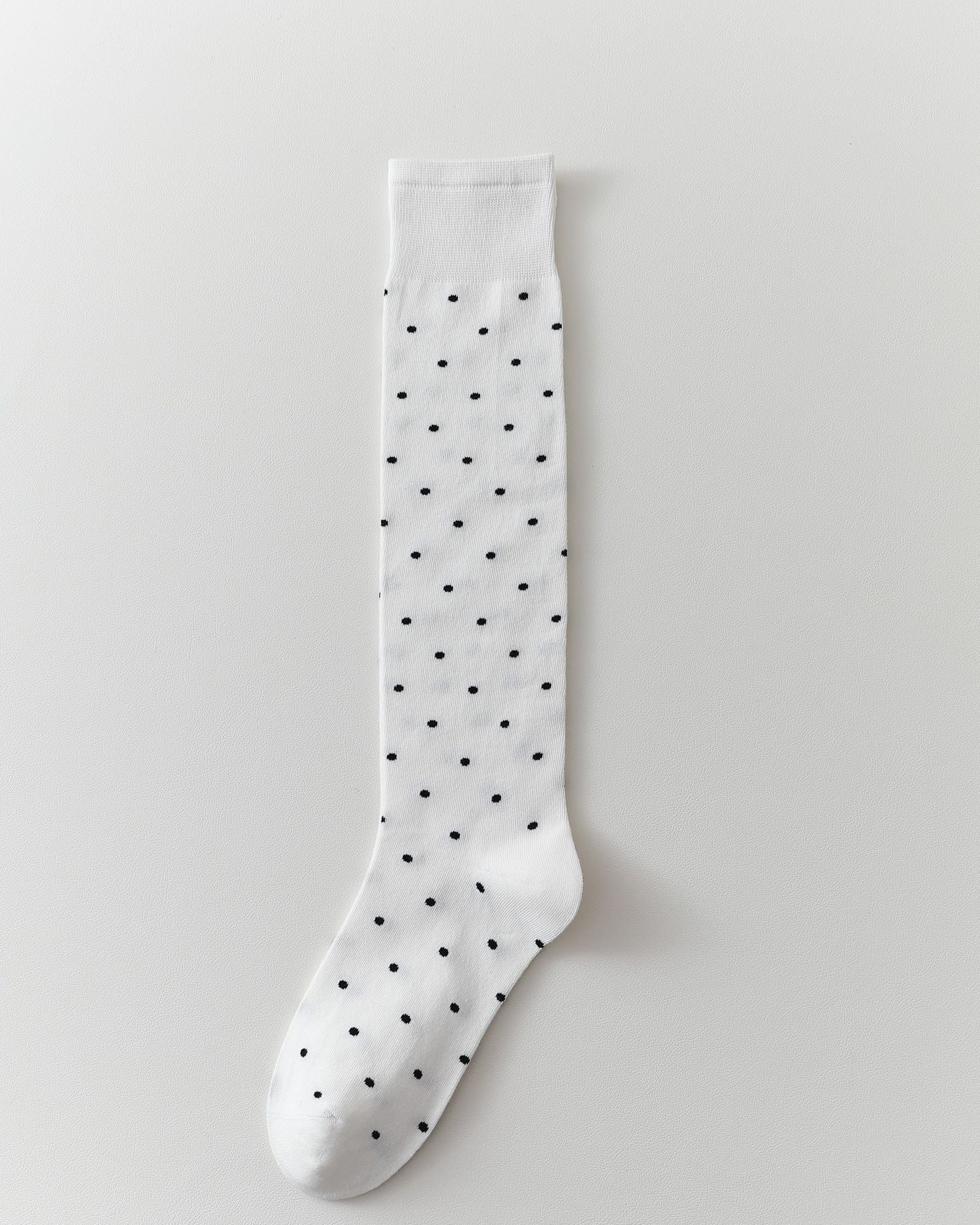 Womens Polka Dot Knee High Socks Seamless Toe Combed Cotton