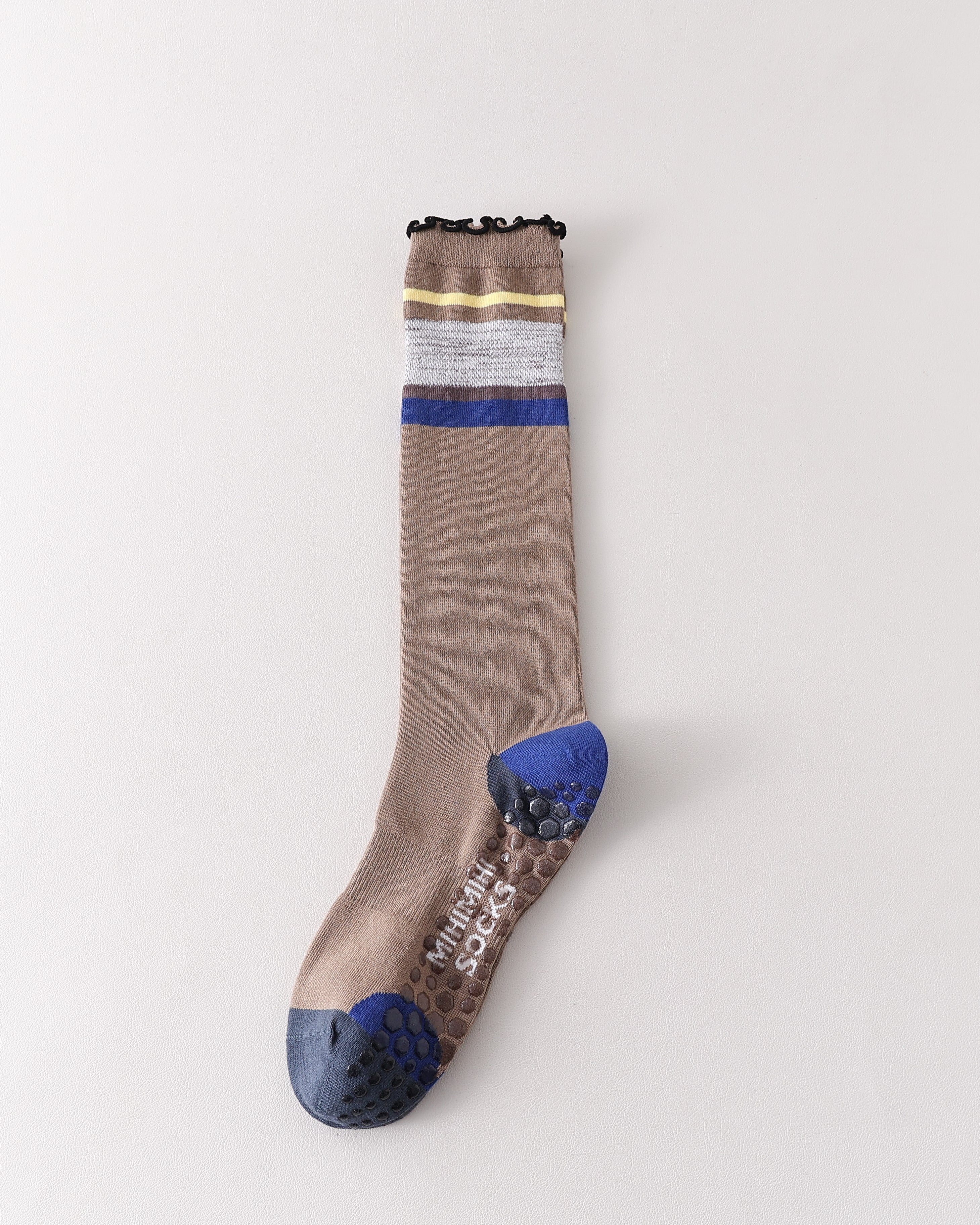 Womens Ruffle Edge Knee High Yoga Socks Non Slip Stretch