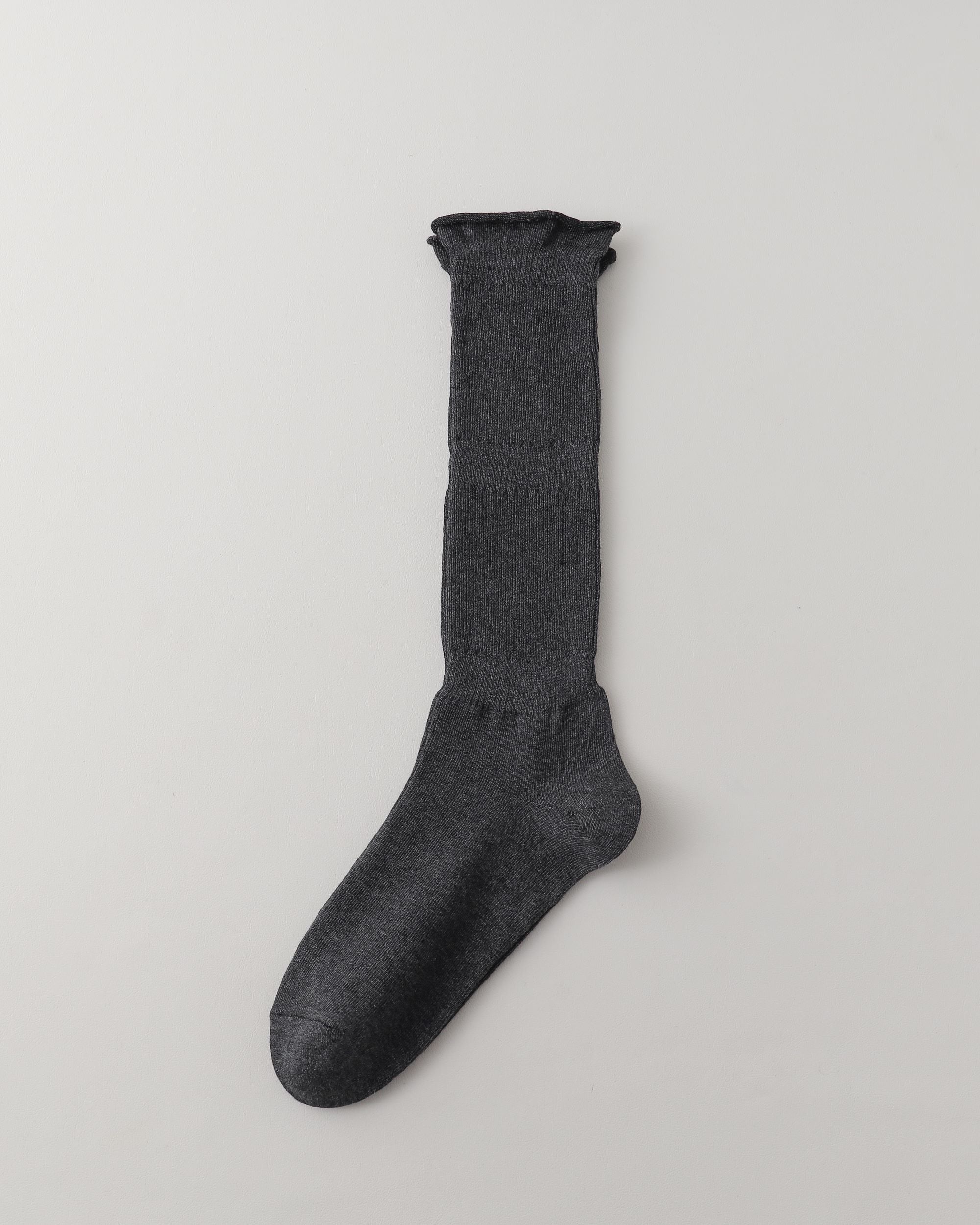 Womens Ruffle Top Knee High Socks Slouchy Ribbed Slim Look