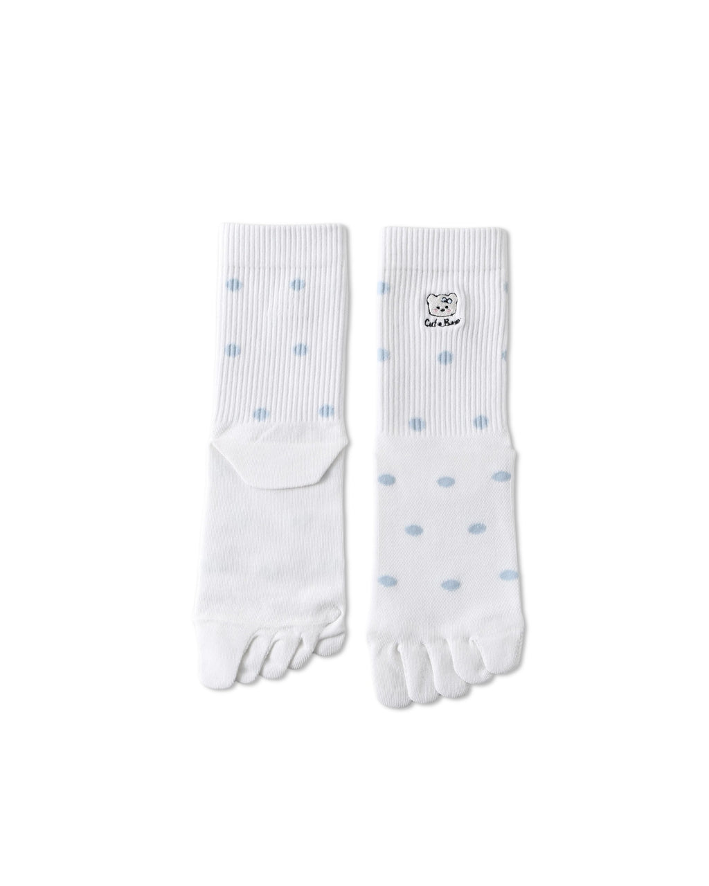 Womens Tabi Crew Socks Five Toe Bear Stripe Dot Pattern Cute Everyday Combed Cotton