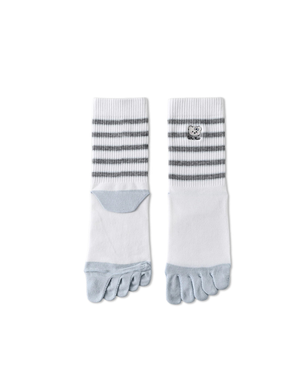 Womens Tabi Crew Socks Five Toe Bear Stripe Dot Pattern Cute Everyday Combed Cotton