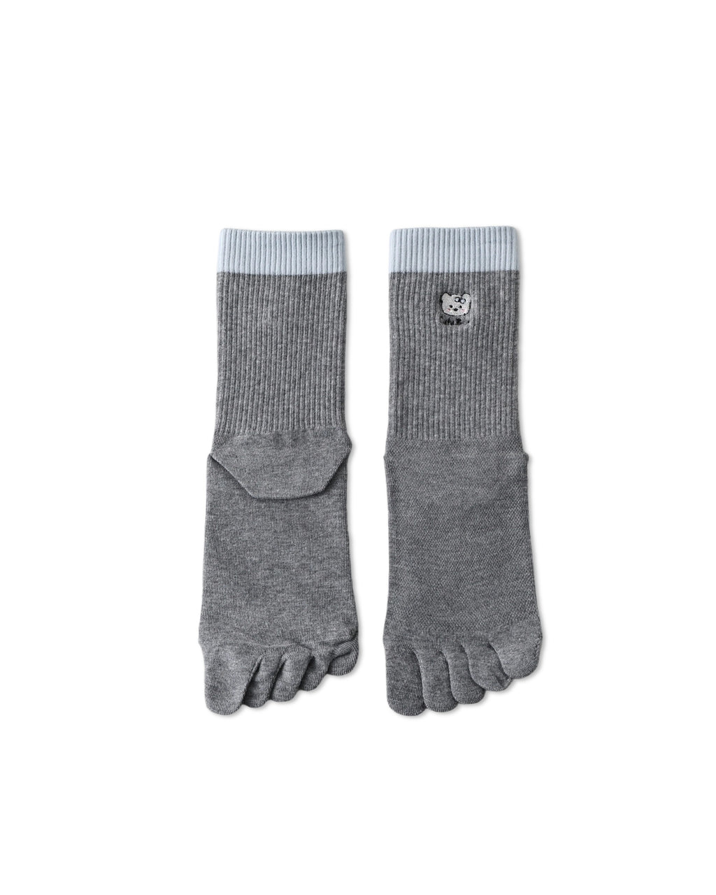 Womens Tabi Crew Socks Five Toe Bear Stripe Dot Pattern Cute Everyday Combed Cotton