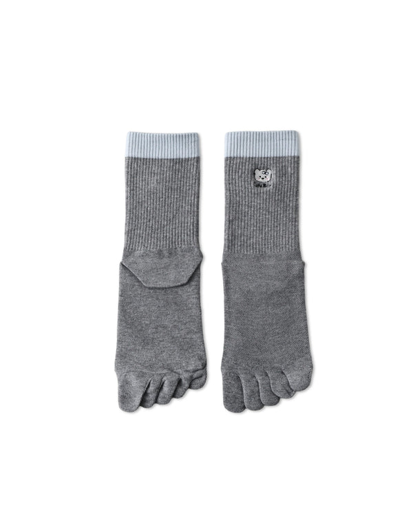 Womens Tabi Crew Socks Five Toe Bear Stripe Dot Pattern Cute Everyday Combed Cotton