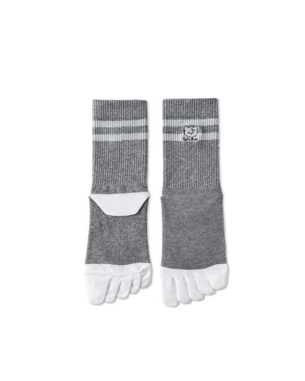 Womens Tabi Crew Socks Five Toe Bear Stripe Dot Pattern Cute Everyday Combed Cotton