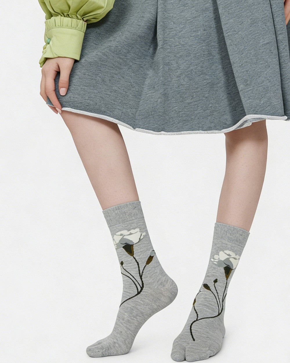 Womens Tabi Socks Floral Boneless Flower Pattern Cute Socks