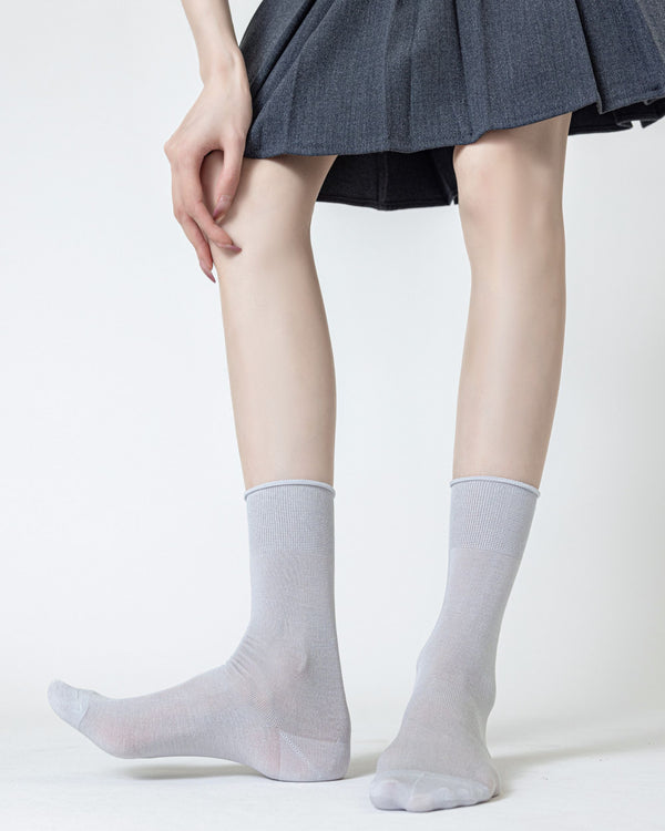 Womens Crew Socks Mulberry Silk Blend Cuff Cooling Comfortable Fashion Styling - SWEET NANA