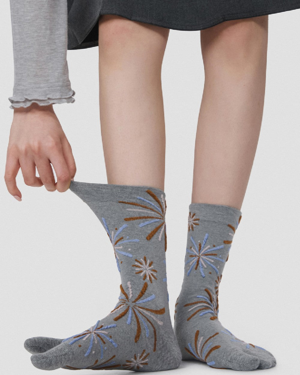 Womens Tabi Socks Retro 3D Fireworks Embossed Pattern Cute Socks