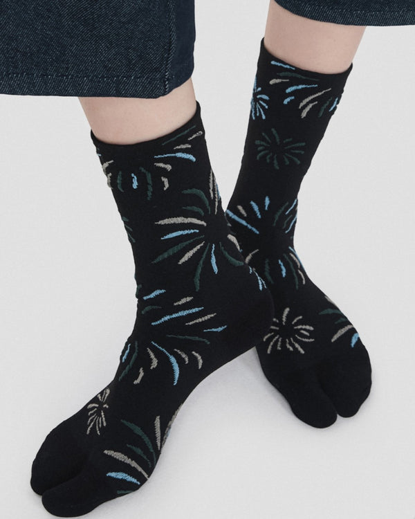 Womens Tabi Socks Retro 3D Fireworks Embossed Pattern Cute Socks - SWEET NANA