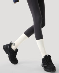 Womens Thin Compression Sports Crew Socks Cushioned Sole White