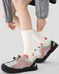 Womens Thin Compression Sports Crew Socks Cushioned Sole White