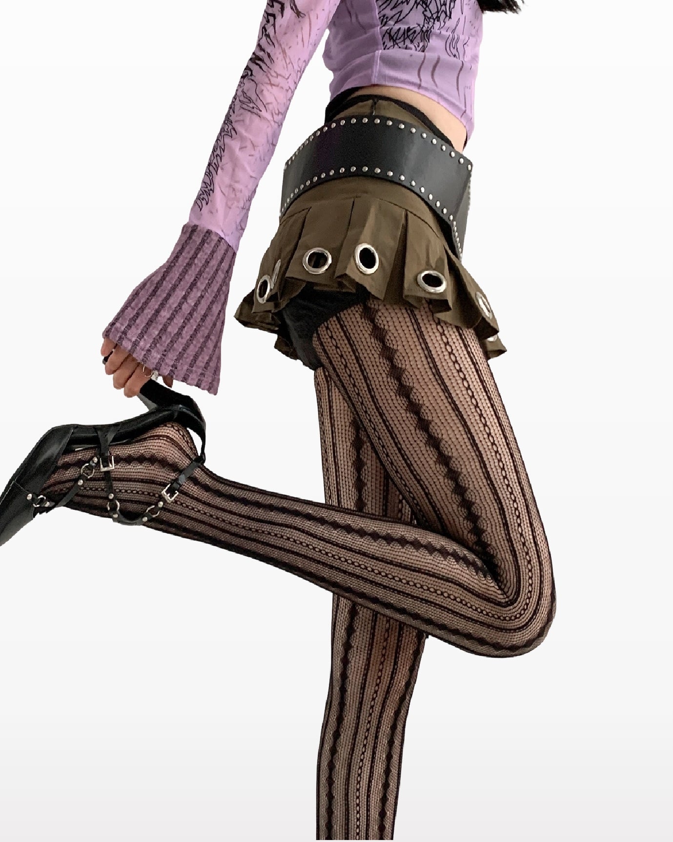 Womens Tights Vertical Mesh Stripe Pattern Cooling Sexy Comfortable