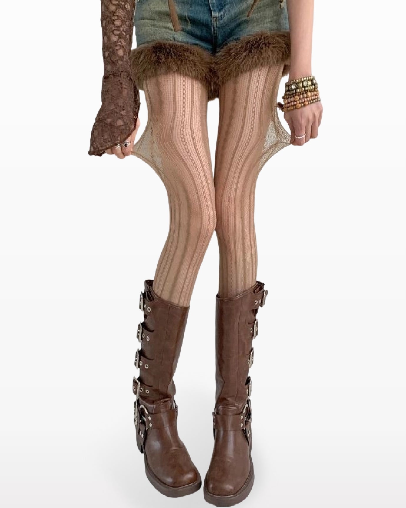 Womens Tights Vertical Mesh Stripe Pattern Cooling Sexy Comfortable