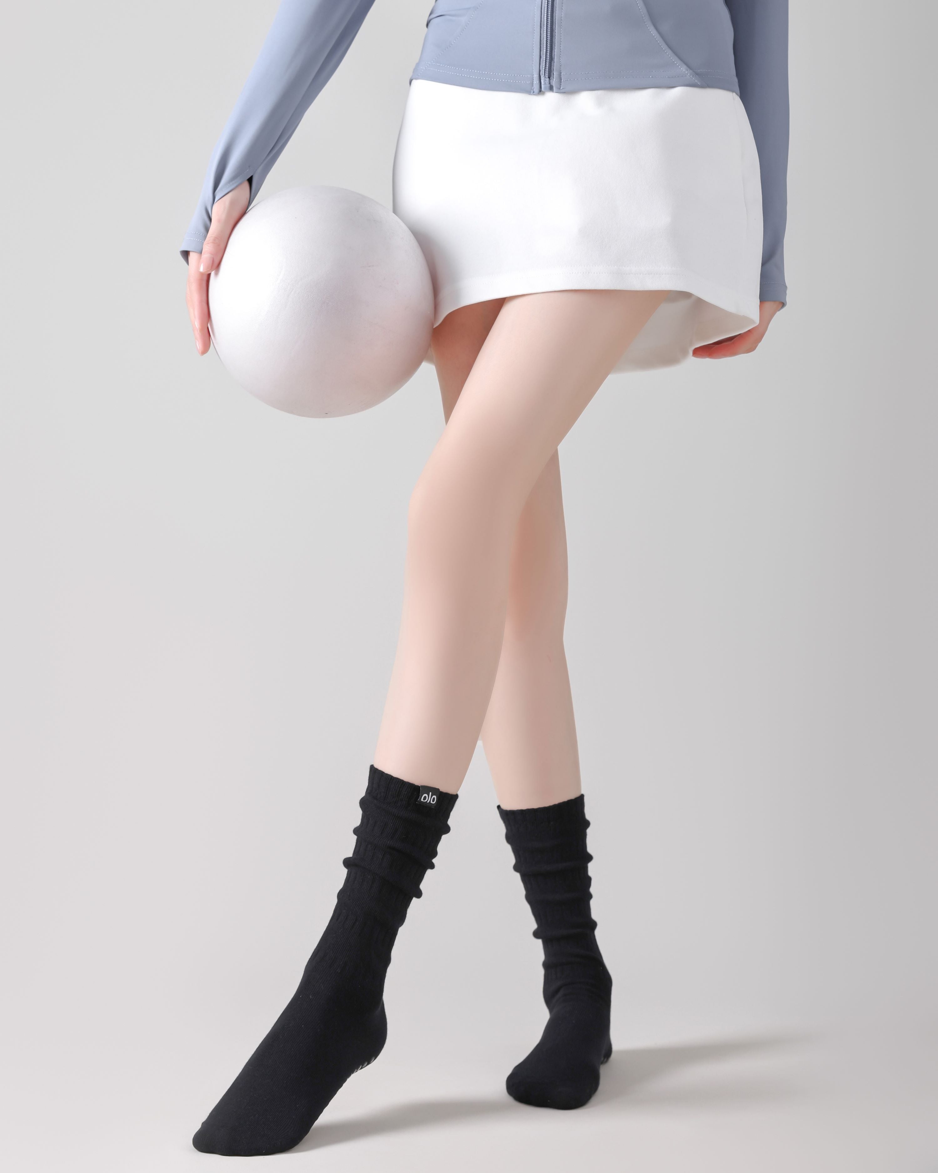 Womens Twisted Crew Yoga Socks Non Slip Combed Cotton Trendy Style