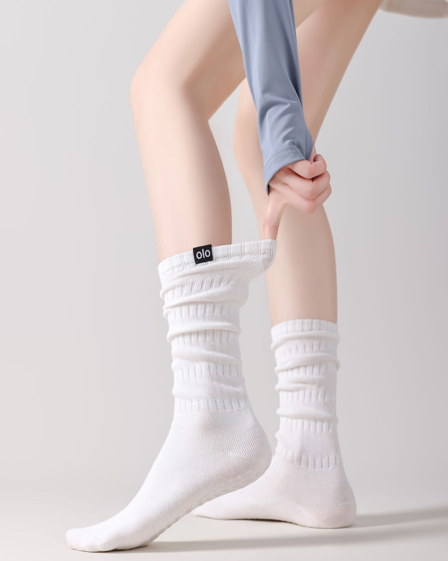 Womens Twisted Crew Yoga Socks Non Slip Combed Cotton Trendy Style - SWEET NANA
