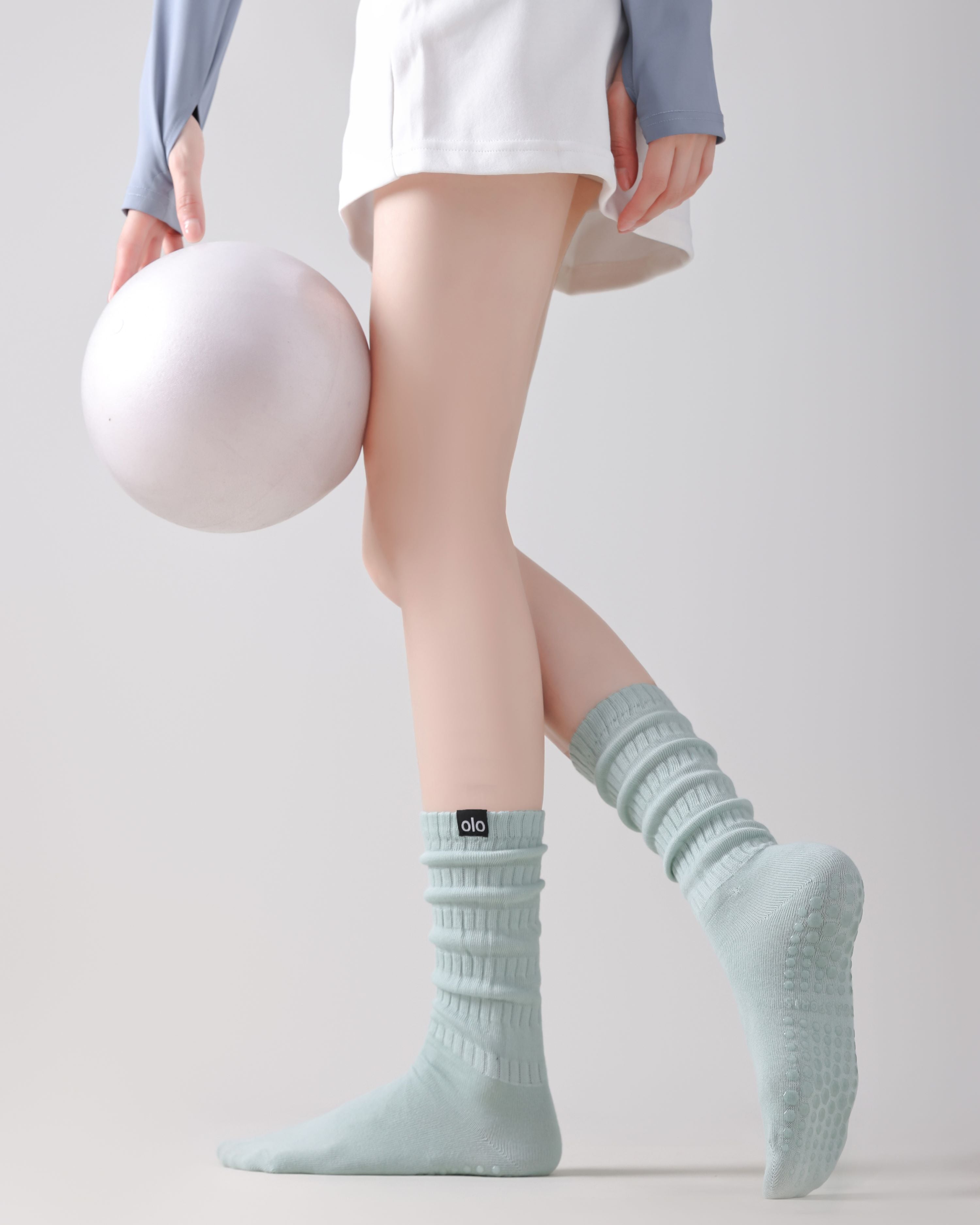 Womens Twisted Crew Yoga Socks Non Slip Trendy Style Combed Cotton