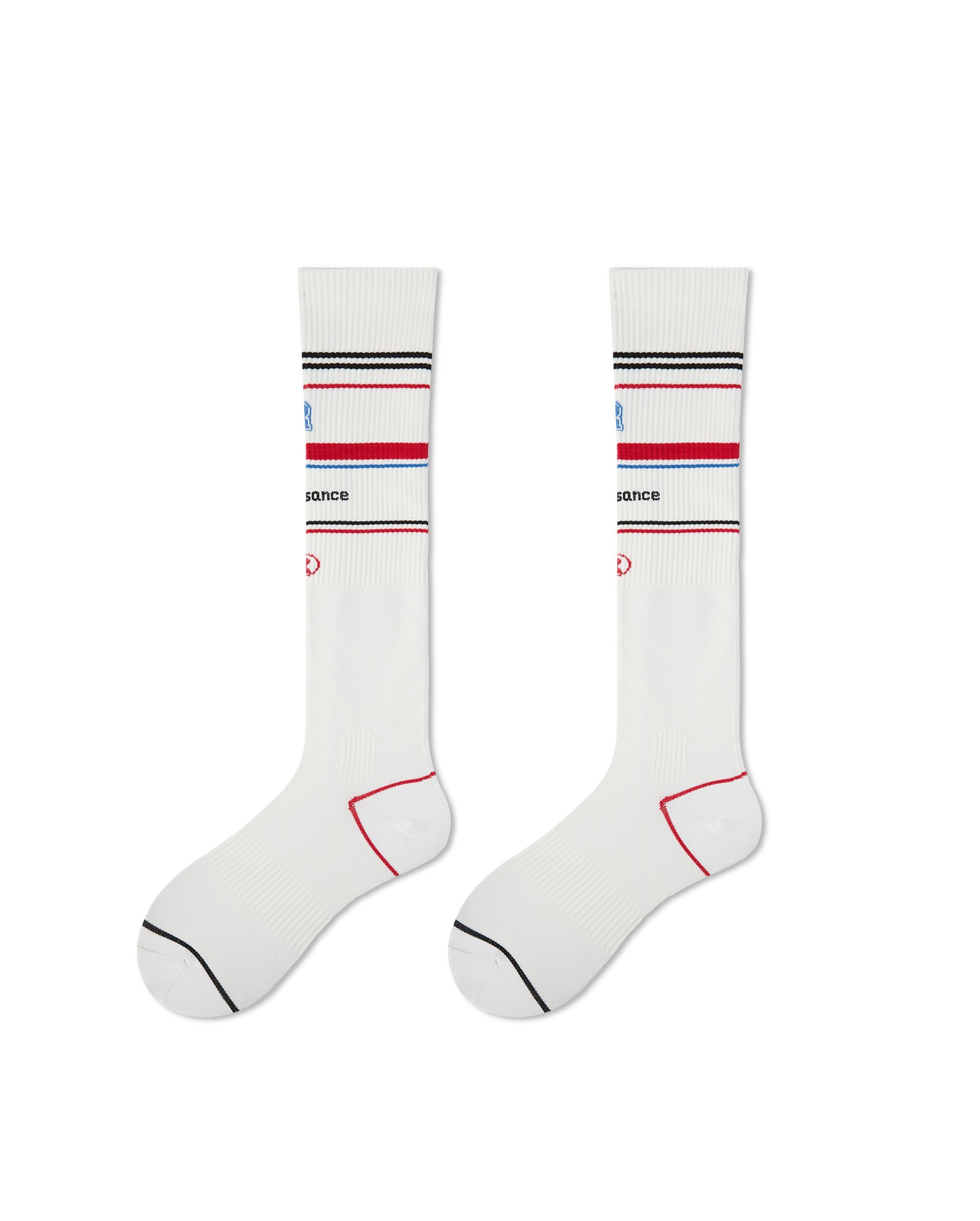 Womens White Stripe Sports Knee High Socks PLA Breathable Athletic Socks