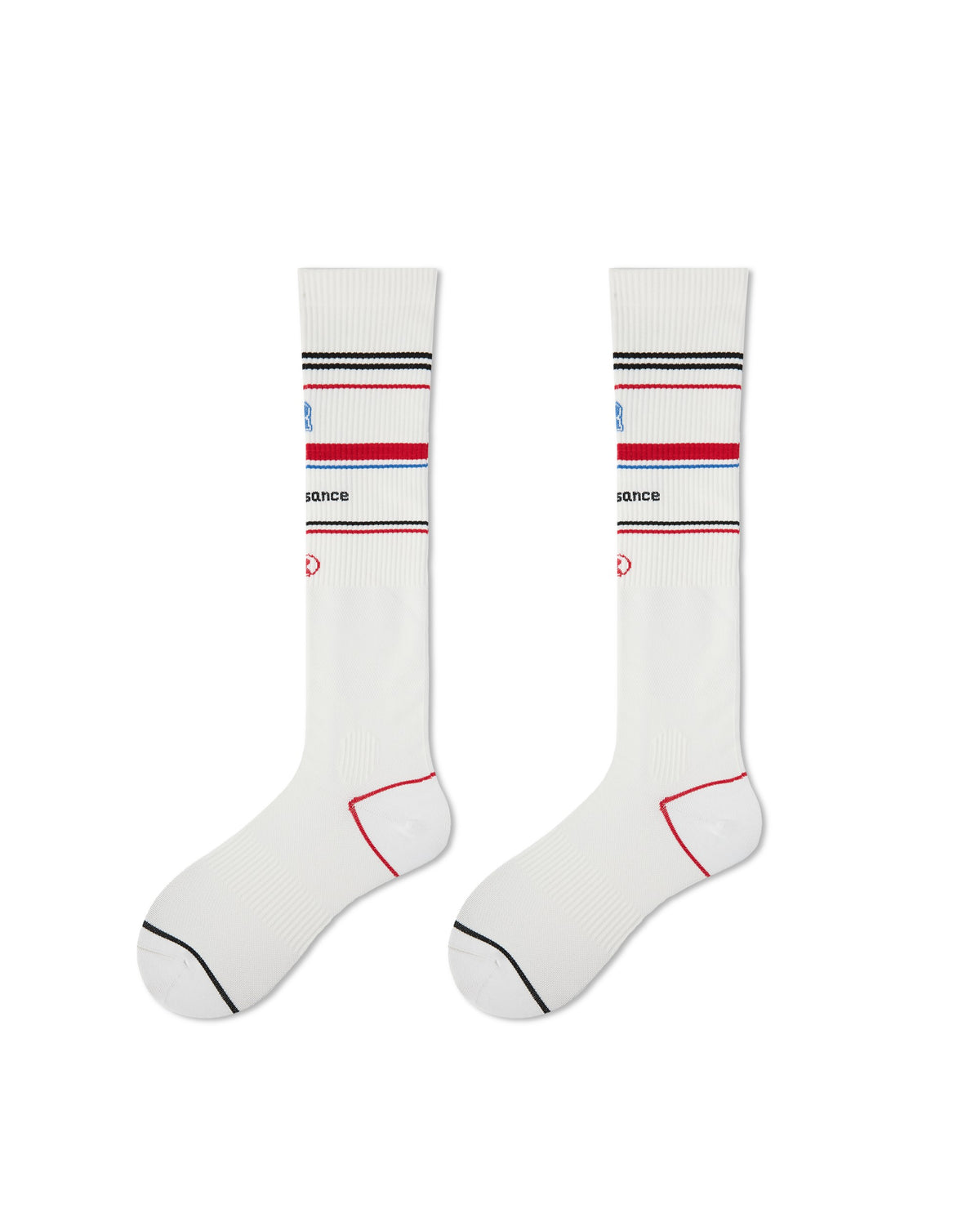 Womens White Stripe Sports Knee High Socks PLA Breathable Athletic Socks