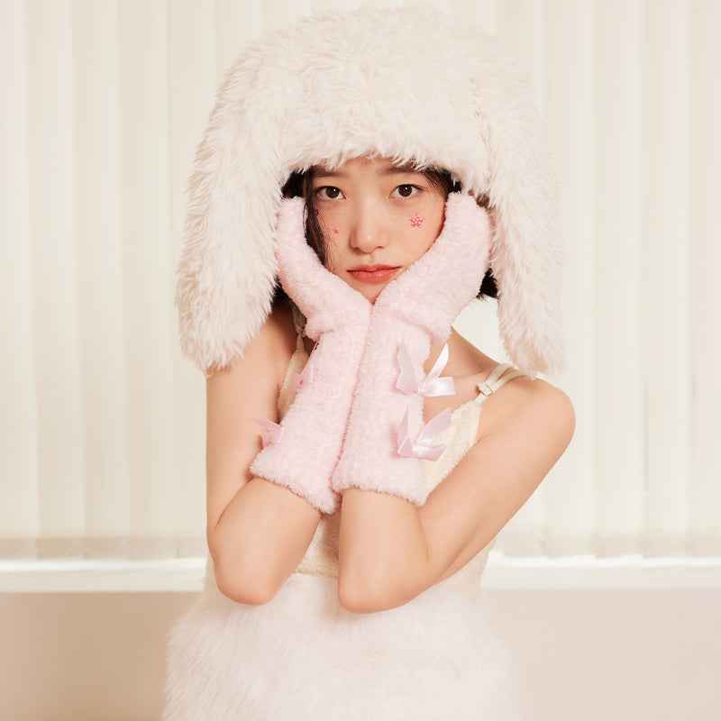 Coral Velvet Women's Half Finger Gloves Thick Fingerless Warm Soft Gloves