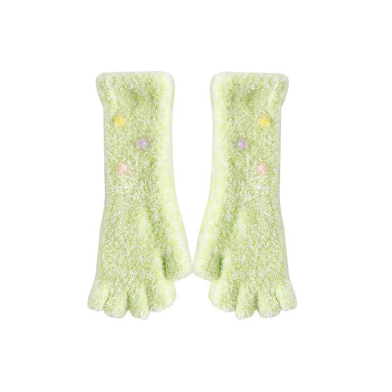 Coral Velvet Women's Half Finger Gloves Thick Fingerless Warm Soft Gloves