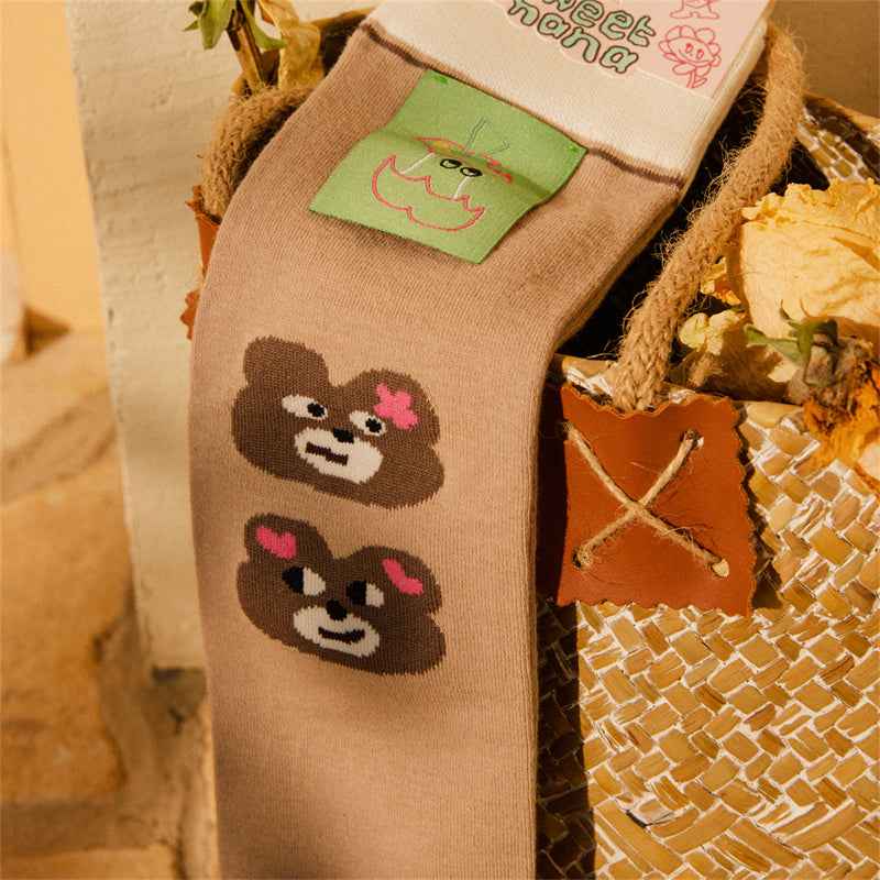 Sweetnana cartoon knee high seamless socks series ,sweat-absorbent and deodorant pure cotton stocking for women,Island style,fashion socks, cute calf socks,compression stocking.