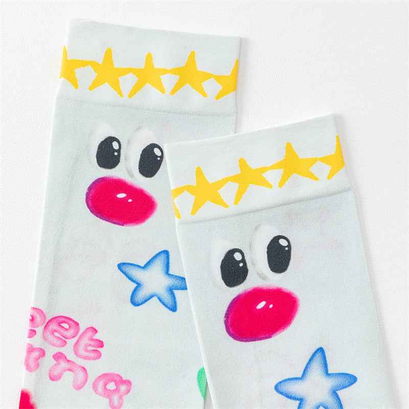 Sweetnana Hand Painted Series Cute and Fun Socks - Seamless, Thin, Cozy Crew Socks for Women and Children