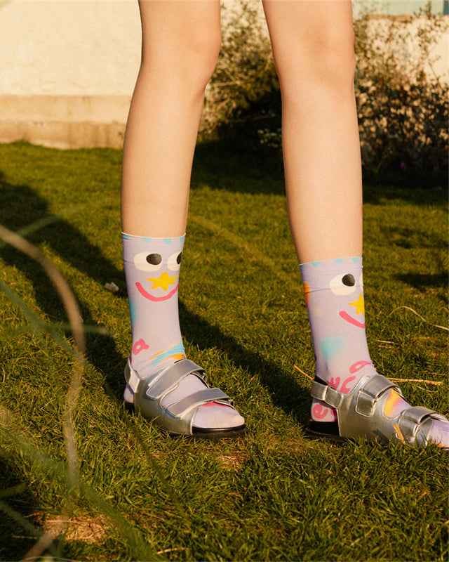 Sweetnana Hand Painted Series Cute and Fun Socks - Seamless, Thin, Cozy Crew Socks for Women and Children
