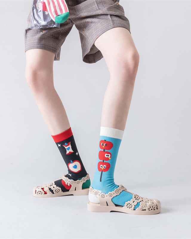 Sweetnana 3 Pack Women’s Cozy Cotton Crew Socks - Old Fashion Series, All-season Colorful Trendy Socks, Cute and Comfortable