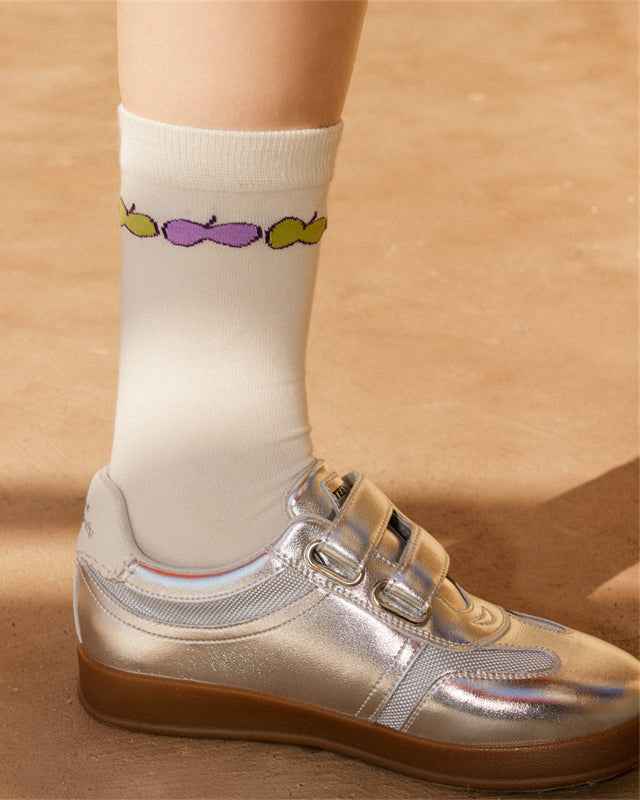 Sweetnana Seamless Women’s Cotton Crew Socks - Simple Pattern Series - Trendy, Cute, Cozy, and Comfortable Women's Stockings