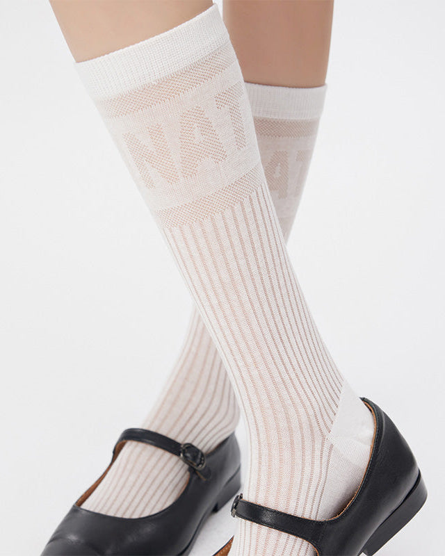 3-Pack Women Cotton Mesh Crew Socks Letter Seamless Soft