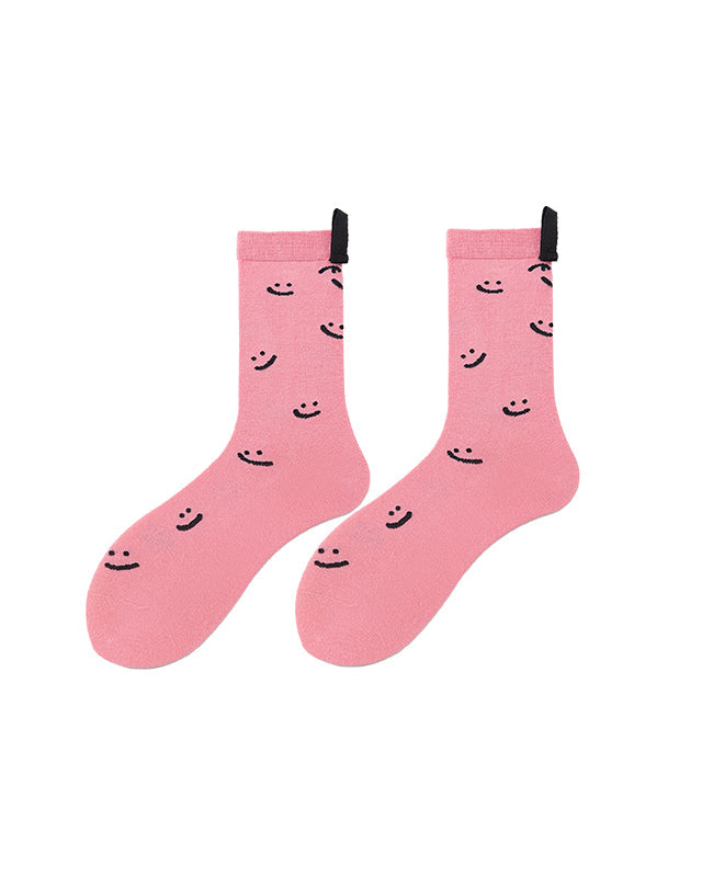 Sweetnana Smile Lanyard Series - トレンディで快適、カラフルなシームレスコットンソックス クルーソックス 女性用