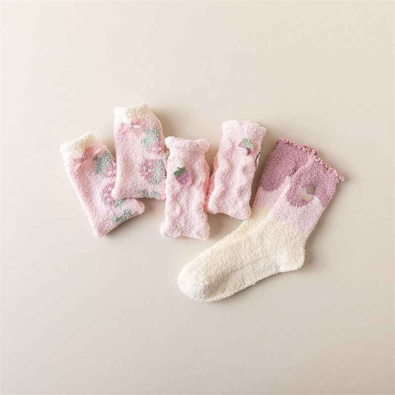 Sweetnana Women’s Cozy Fuzzy Crew Socks, 3-Pack Non-Slip Thickened Winter Stockings, Cute and Soft Slipper Socks for Comfort and Style