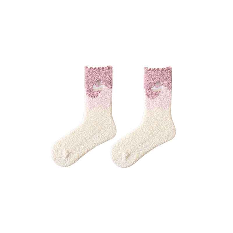Sweetnana Women’s Cozy Fuzzy Crew Socks, 3-Pack Non-Slip Thickened Winter Stockings, Cute and Soft Slipper Socks for Comfort and Style