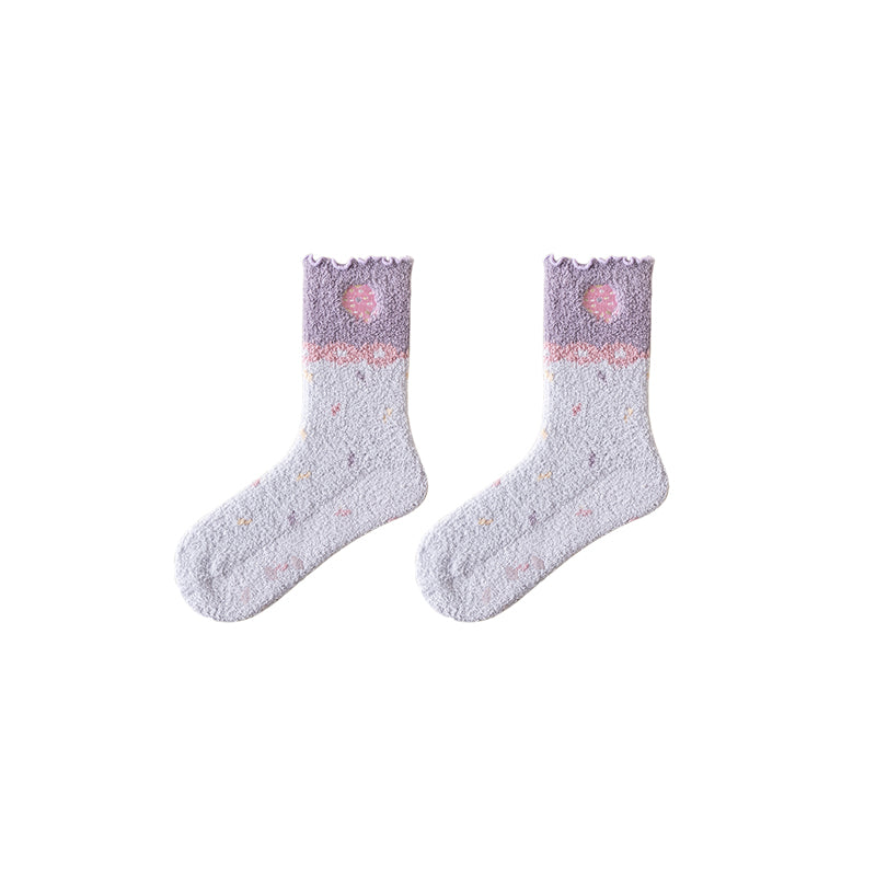 Sweetnana コージーファジークルーソックス for Women, 厚手の滑り止めソックス, かわいい冬用ストッキング, 柔らかく暖かいスリッパソックス, 3パックで追加の快適さ