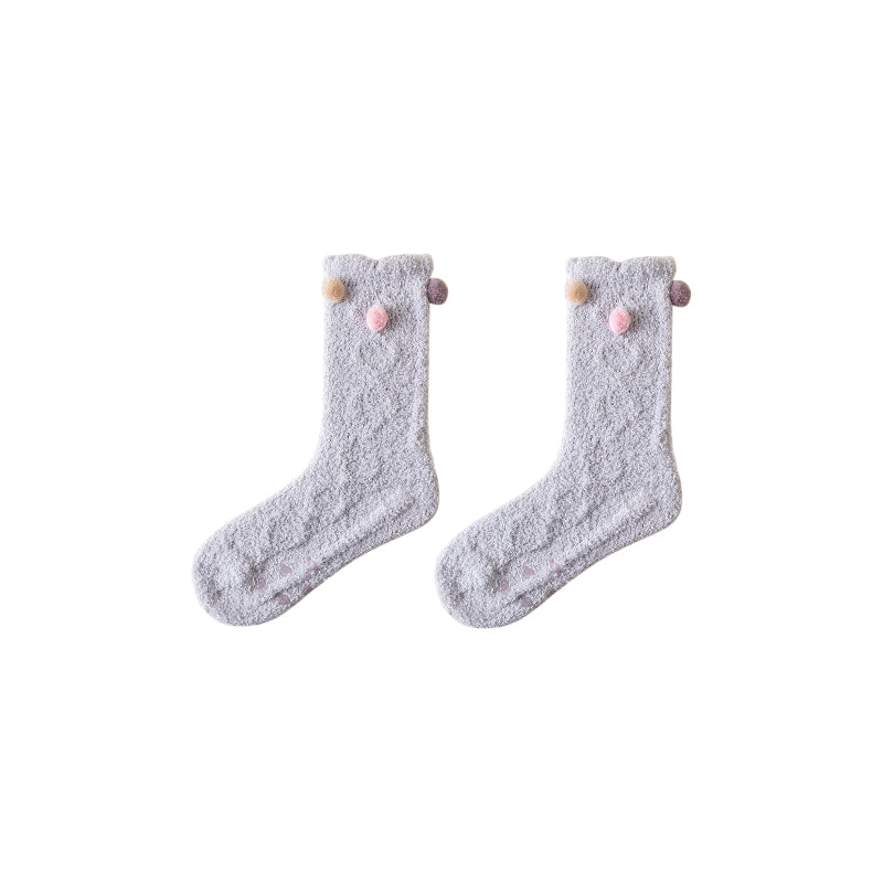 Sweetnana コージーファジークルーソックス for Women, 厚手の滑り止めソックス, かわいい冬用ストッキング, 柔らかく暖かいスリッパソックス, 3パックで追加の快適さ
